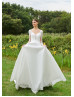 Long Sleeves Ivory Lace Satin Fairytale Wedding Dress